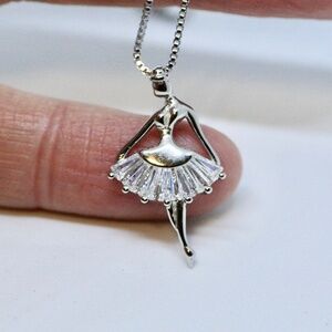 New Dancer Ballerina Pendant Sterling Silver, Rhodium Platinum Plated